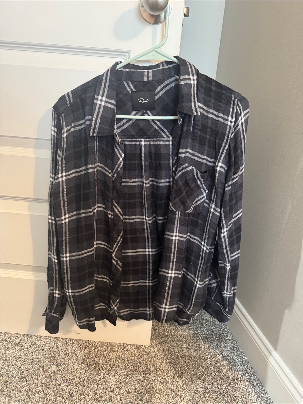 Rails Black and White Plaid Button-Down Shirt
